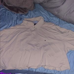 Cropped tommy button up collared top